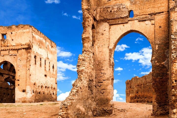 The monumental Bab Mansour gate in Meknes, another imperial city stop on your 5-day luxury itinerary.