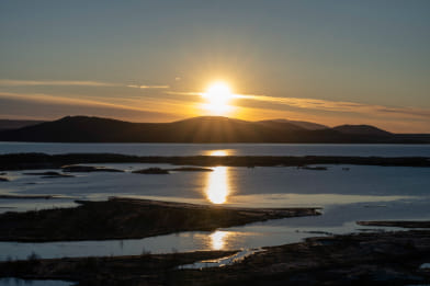 Lake and Mountains in Thingvellir National Park
