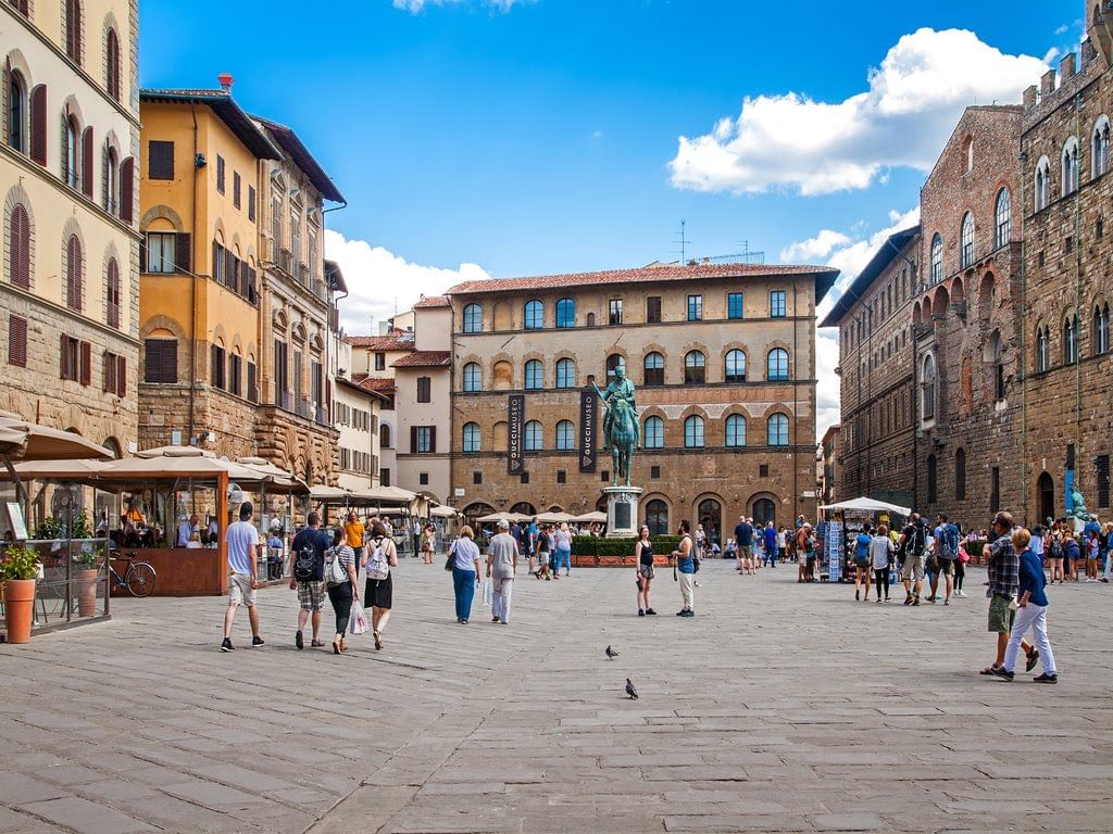 Signoria Square with the statue of Cosimo I on horseback in the middle