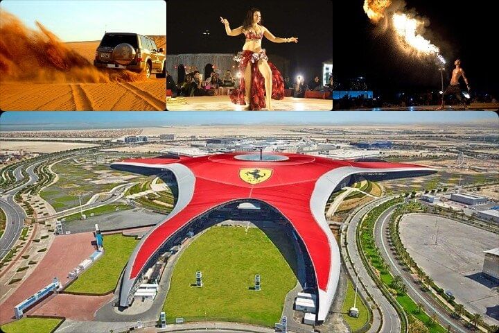 Dubai Desert Safari, Live Shows ,BBQ & Ferrari World Abu Dhabi 2 Days Tour)