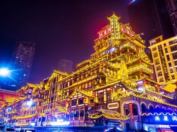 Round Trip Bullet Train Chengdu to Chongqing City Walking Sightseeing Two Rivers Night Cruise