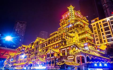 Round Trip Bullet Train Chengdu to Chongqing City Walking Sightseeing Two Rivers Night Cruise