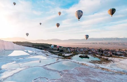 Hot Air Balloon Flight Over Pamukkale's Travertine Terraces