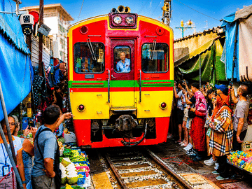 Private Tour: Amphawa Floating Market, Monkey Feeding & Train Market