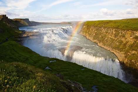 Gullfoss waterfall during South coast and northern lights tour