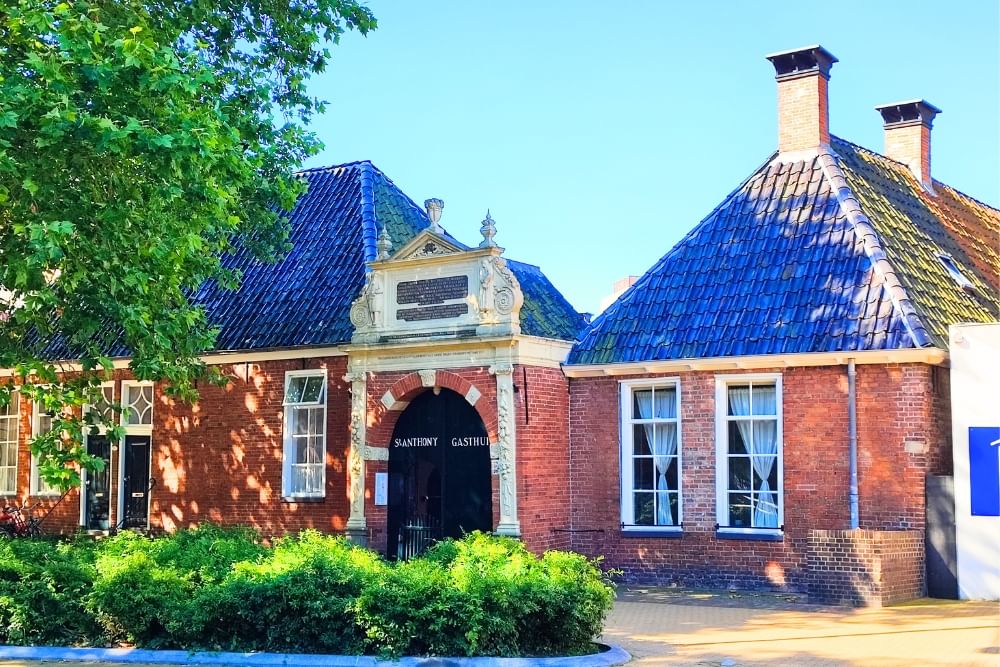Early morning light at Sint Anthony Gasthuis buildings along the route of the self-guided city game in Groningen. 