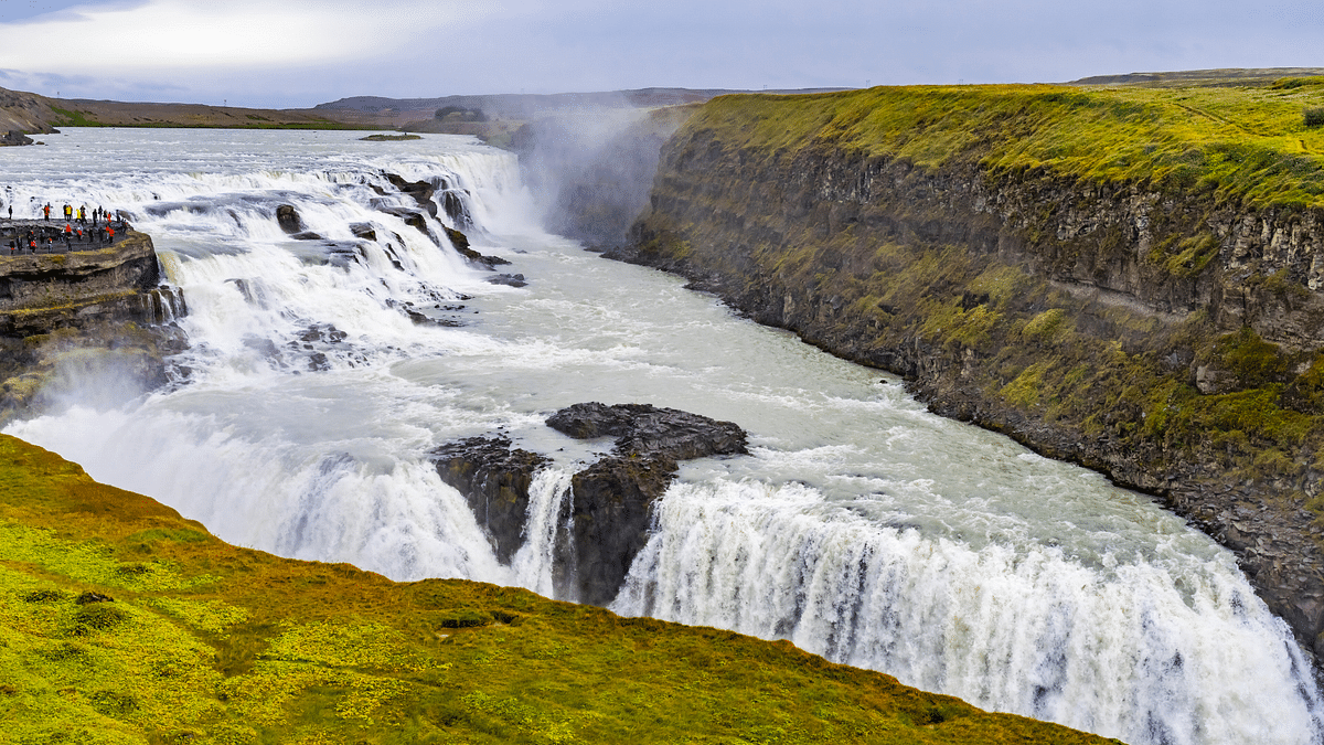 A picture of Gullfoss, one of the biggest waterfalls in Iceland.