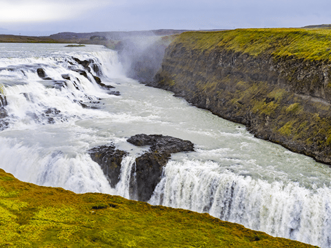 A picture of Gullfoss, one of the biggest waterfalls in Iceland.