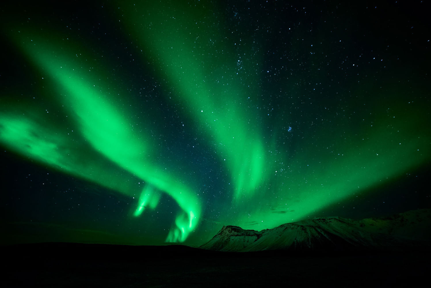 Northern Lights during ice cave and northern lights tour Iceland