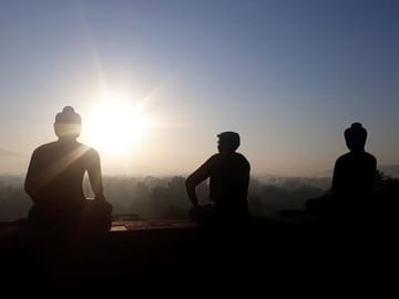 Buddha Statue on Borobudur sunrise