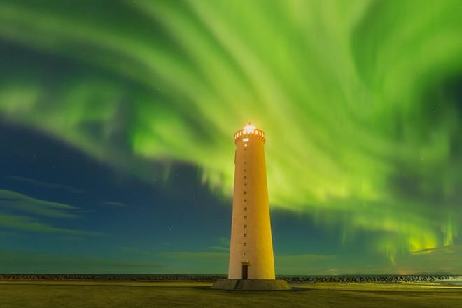 Isolated lighthouses are the perfect spot to try and get a glimpse of the magnificent Northern Lights