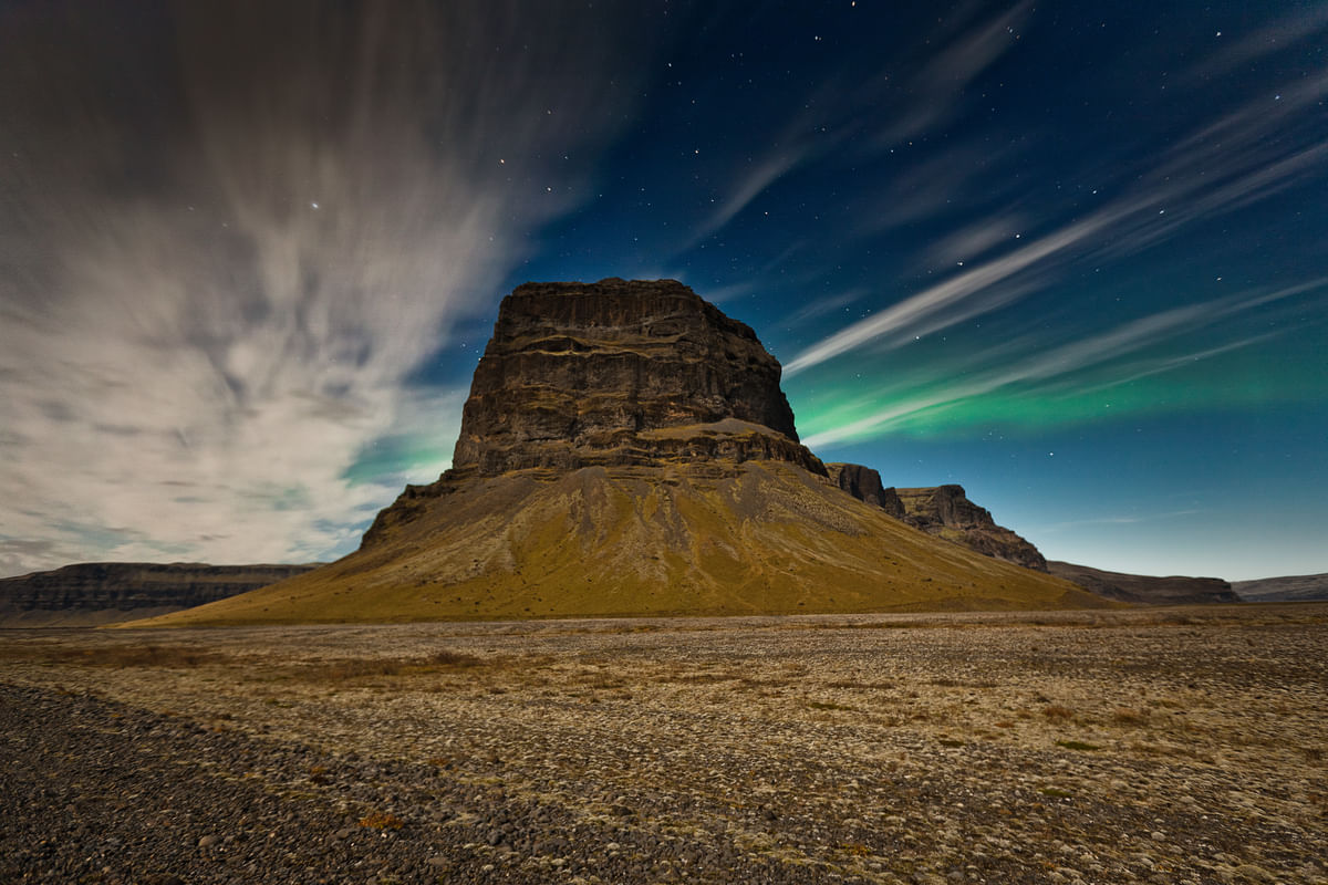 Beautiful mountain with Northern Lights