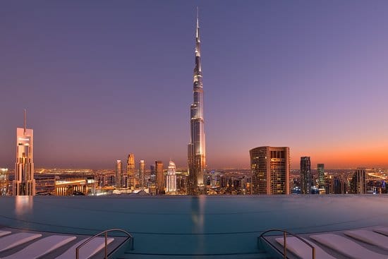 Dubai: Sky Views Observatory 360° vistas from 219.5 meters above Downtown Dubai.