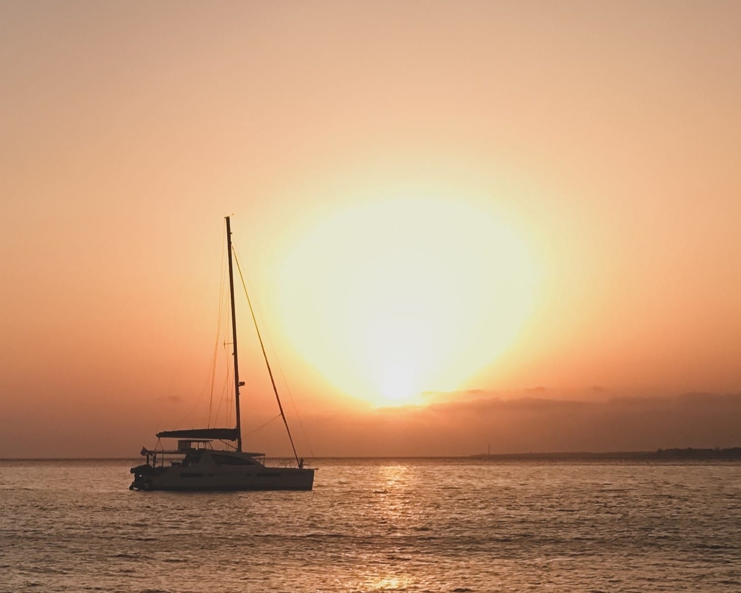 Catamaran at sunset