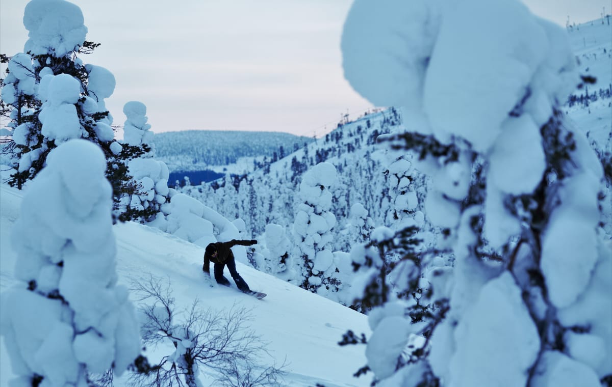 Snow surfing at the freerider’s paradise, Pyhä area
