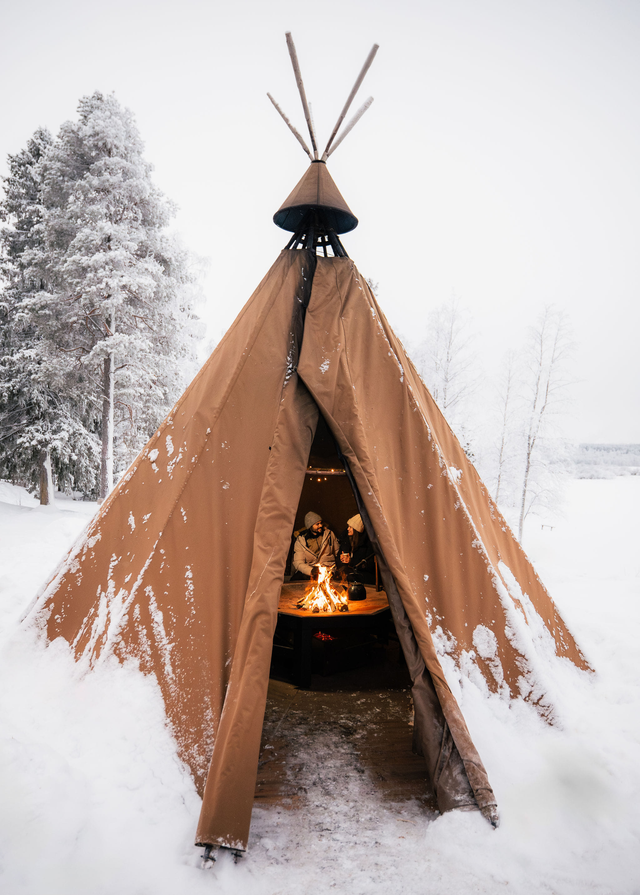 A cozy teepee, which can be used after the sauna experience