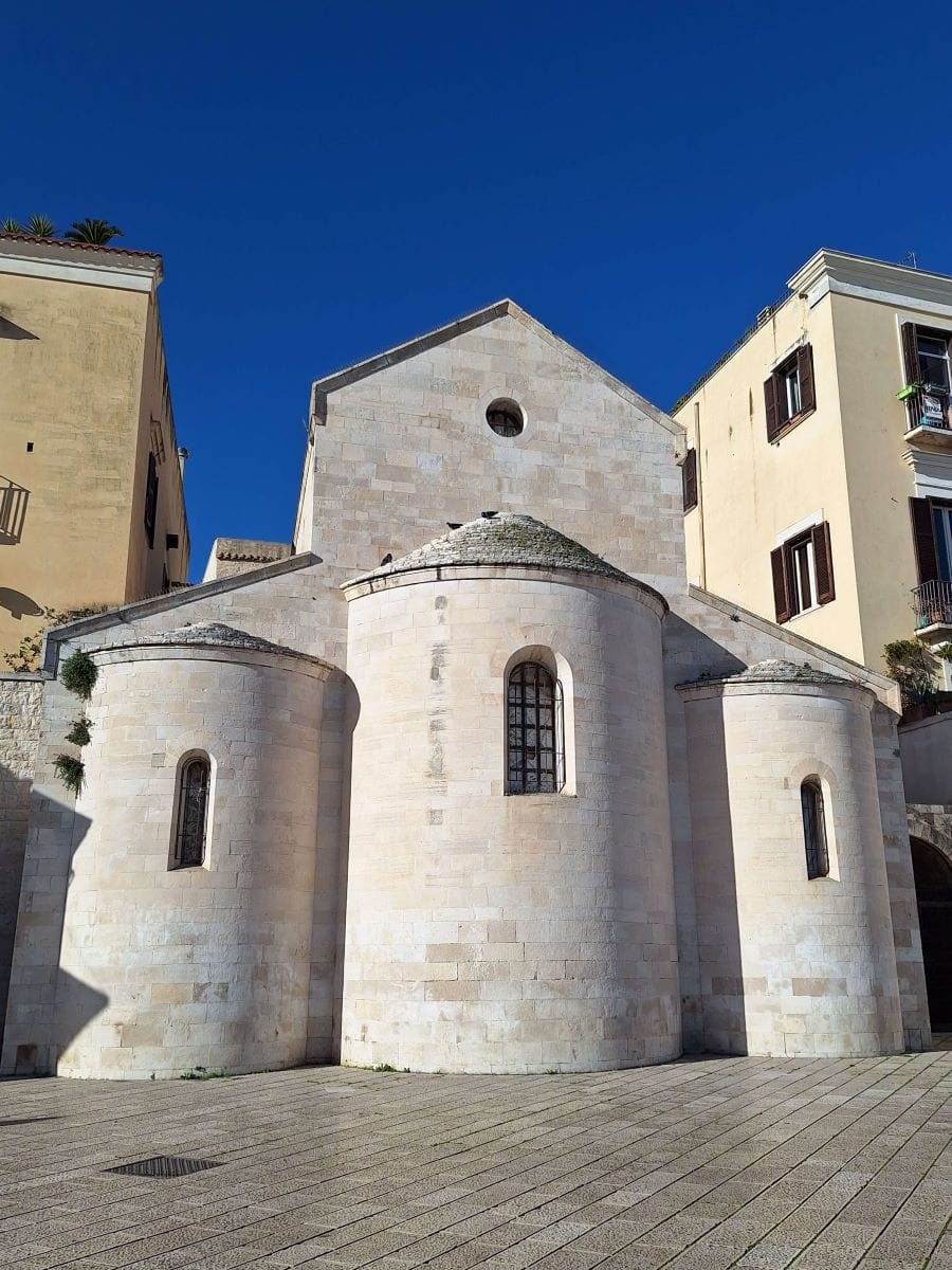 Exterior of Chiesa Vallisa historic stone church in Bari Vecchia