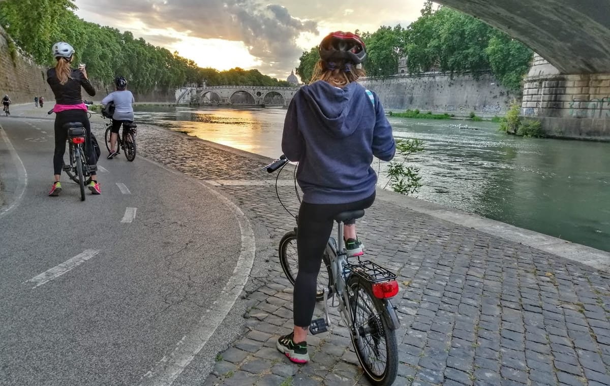Electric Bike Rental along Lungotevere in Rome