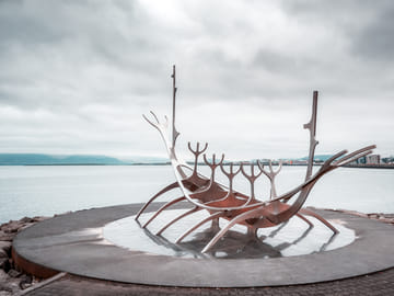 The famous solfar - Sun Voyager sculpture by Reykjavik´s waterside