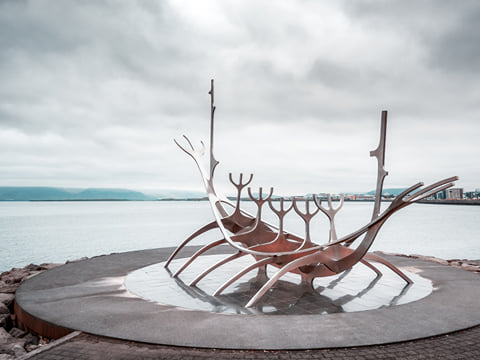 A picture of the solfar - Sun Voyager sculpture