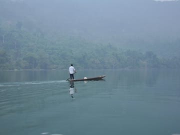 Single Wooden Boat in Ba Be Lake
