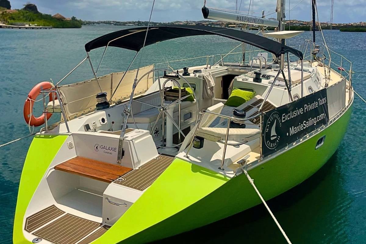 Sailing yacht Galaxie docked at beautiful Seru Boca Marina in Curacao