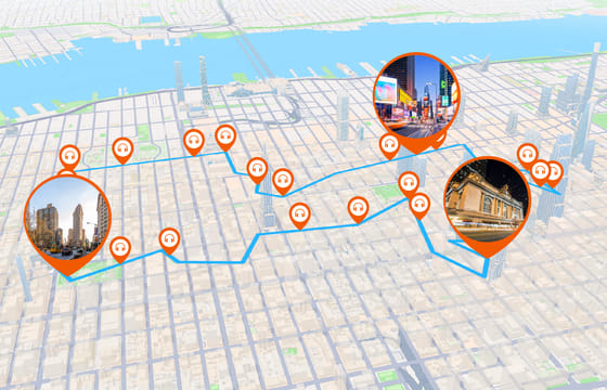 New York: Audio Guided Walking Tour (3:30 – 22 audio commentaries)