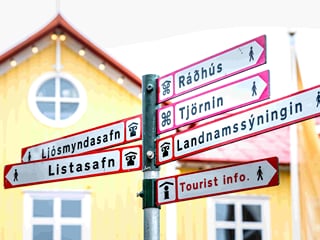 Street signs in downtown Reykjavik