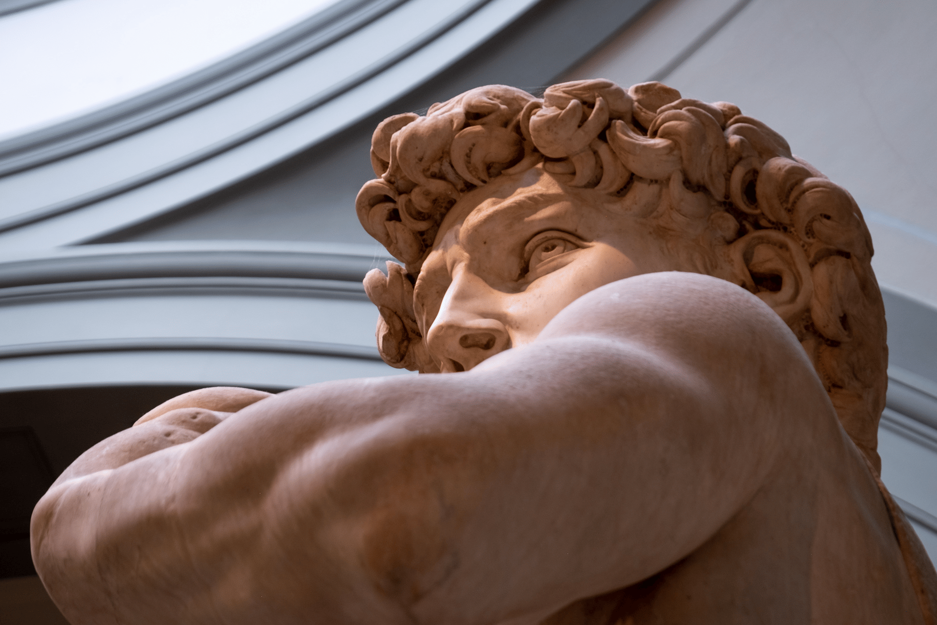 Close-up of Michelangelo's David 