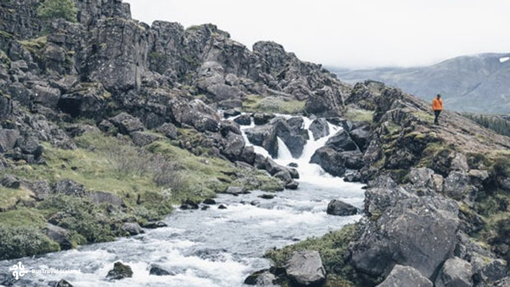 Öxará River in Almannagjá fissure, Thingvellir National Park