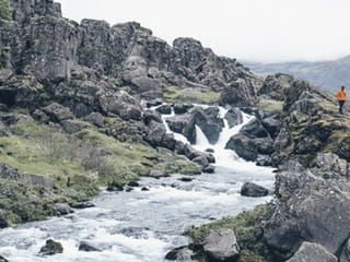 Öxará River in Almannagjá fissure, Thingvellir National Park