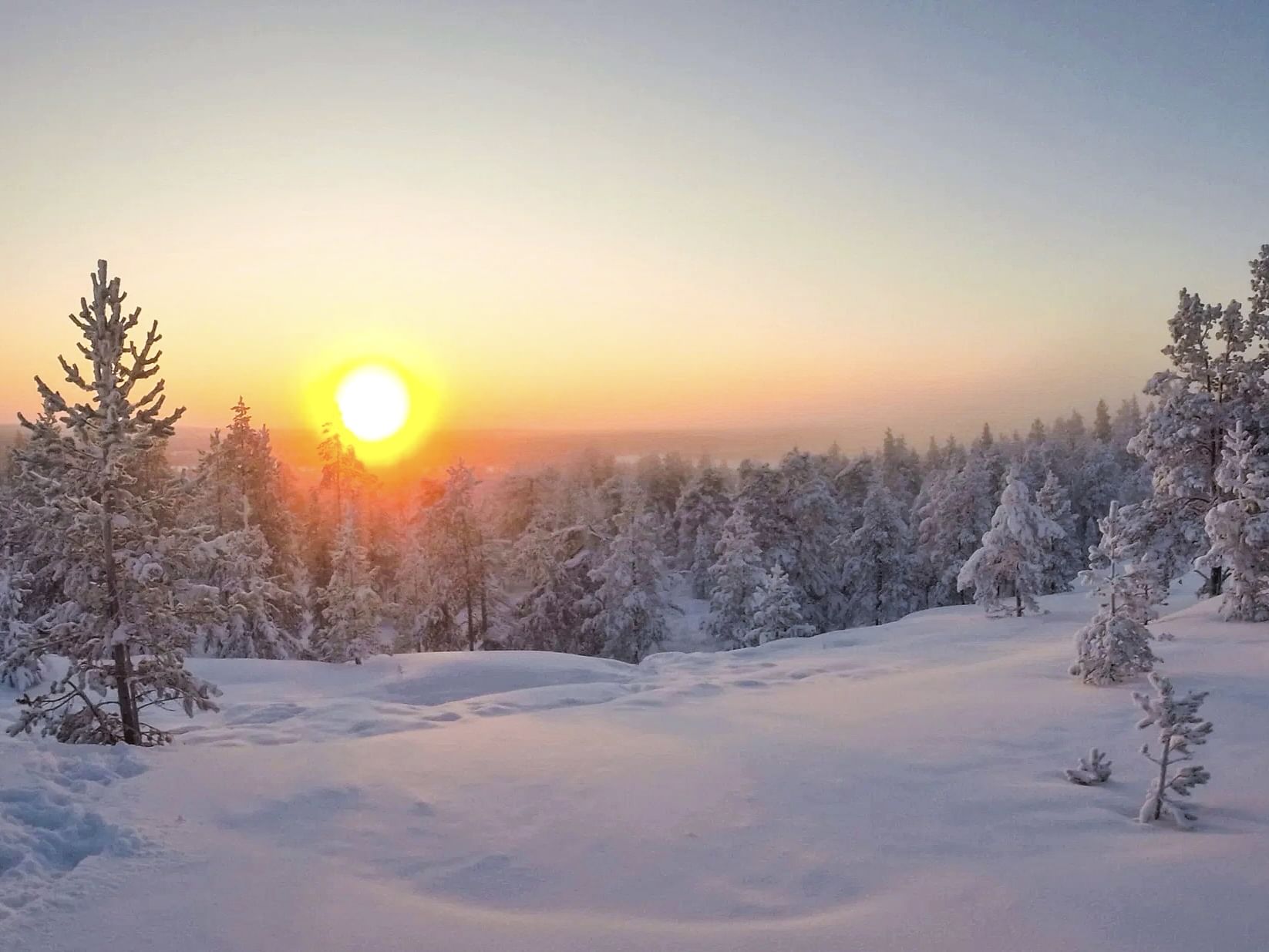 Beautiful frozen landscapes in Finnish Lapland