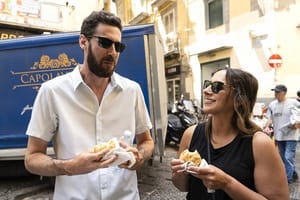 STREETFOOD tour in an old market in the center, and fried pizza