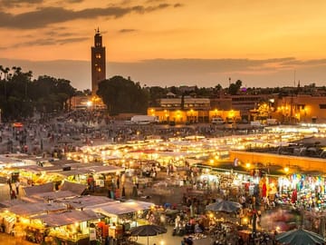 Jemaa el-Fnaa, located in Marrakech's Medina, is a vibrant square and marketplace brimming with energy. Known for its lively atmosphere, it hosts a kaleidoscope of activities, from traditional street