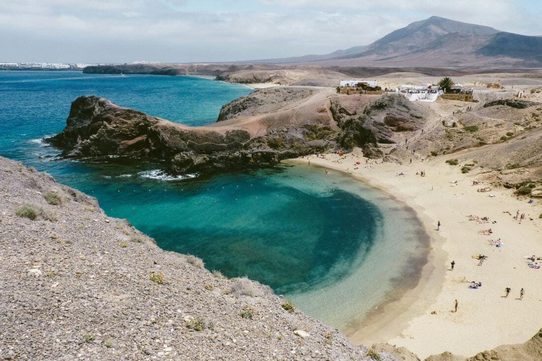  Scenic coastline of Lanzarote with ocean and cliffs