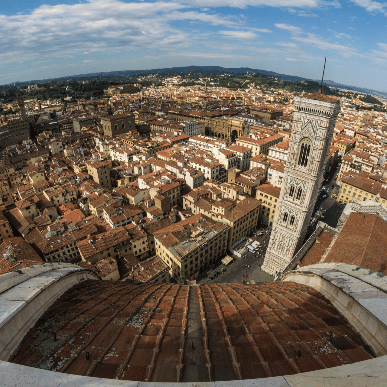 Panoramic view of Florence from the Dome with Giotto's Belltower in sight 