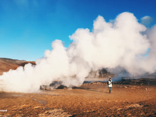Smoke at Geysir geothermal area