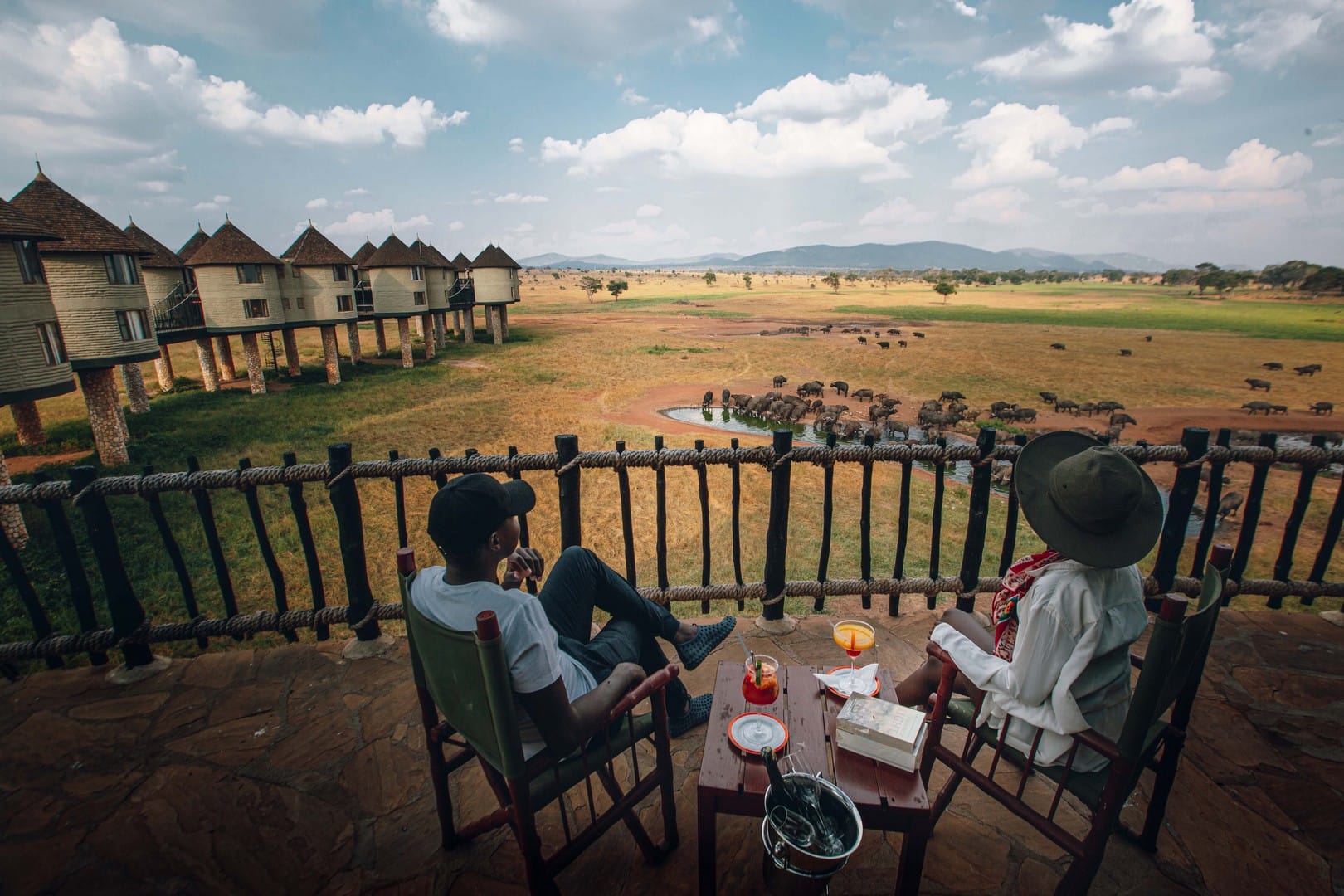 View from your balcony at the lodge you'll be staying in Tsavo East National Park