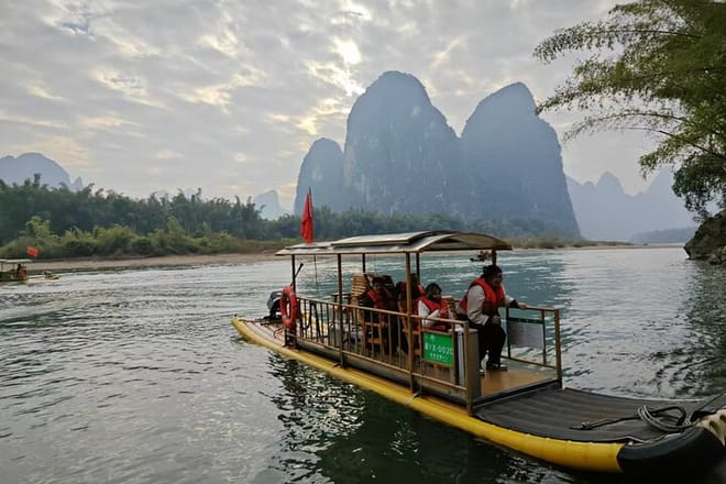 Electri boat in Li River