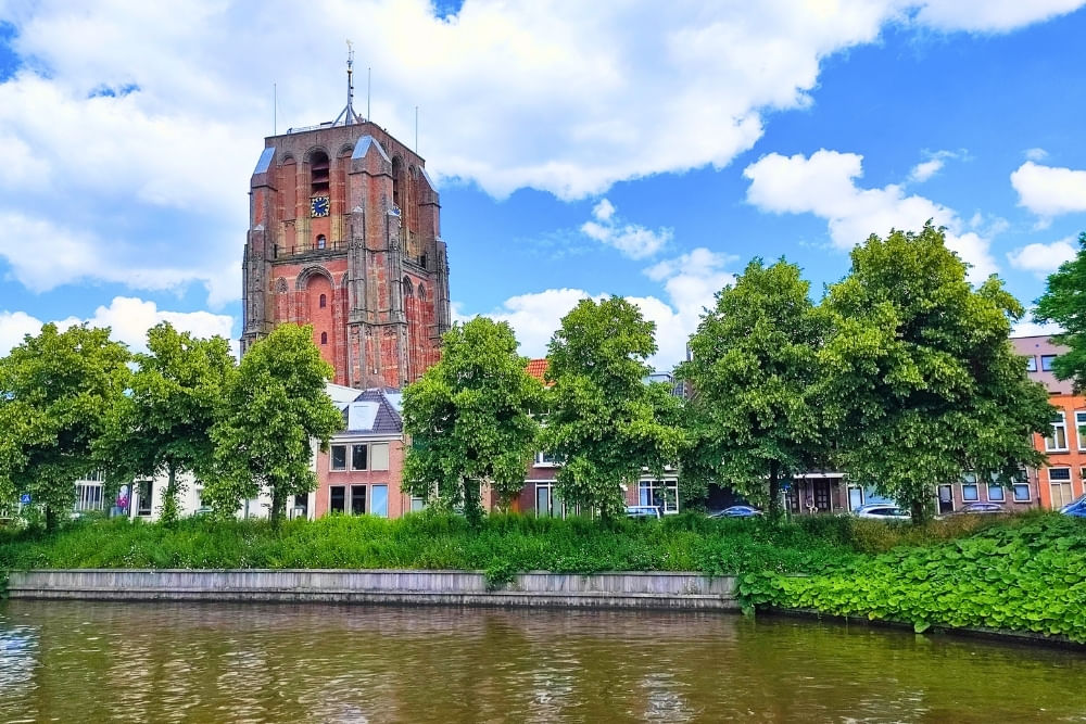 Photo of the Oldehove tower along the route of the City Detective game tour in Leeuwarden.