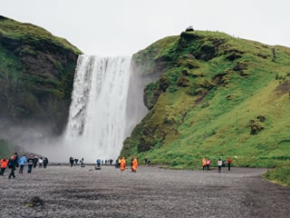 A picture of the basin of Skogafoss