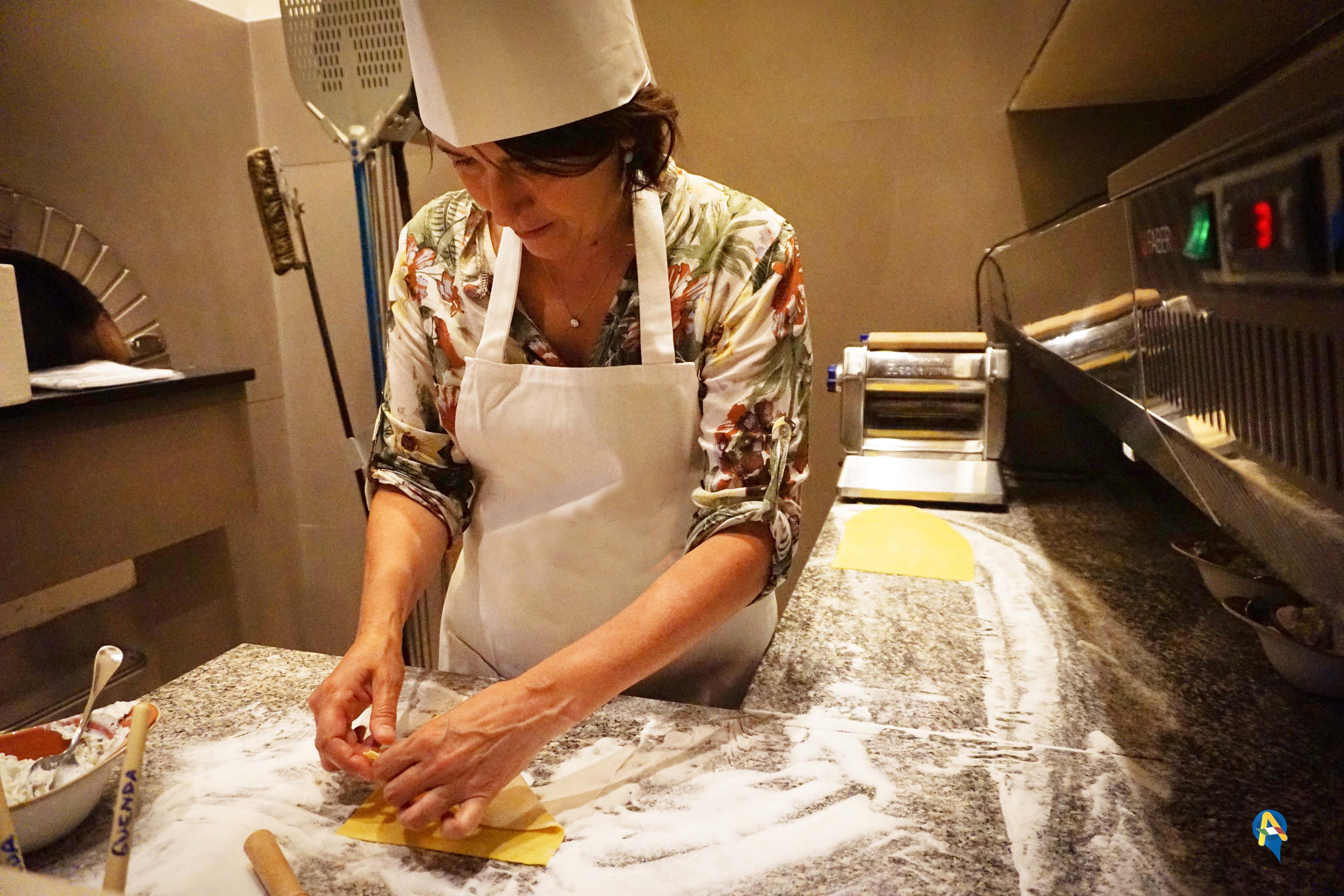 Close-up of our expert cook making some fresh pasta