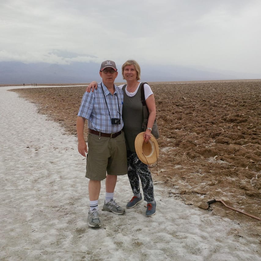 <p>Tom and Paulina Brecher standing on the salt flats of Death Valley.  A remarkable experience.</p>