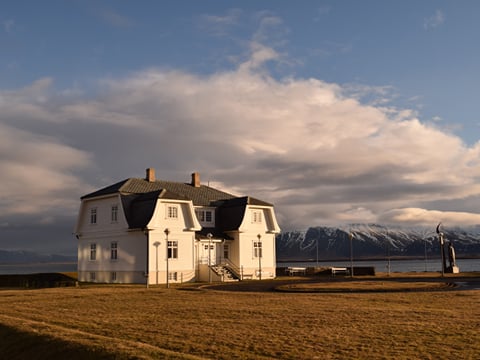 Höfði House by the coastline in Reykjavik City