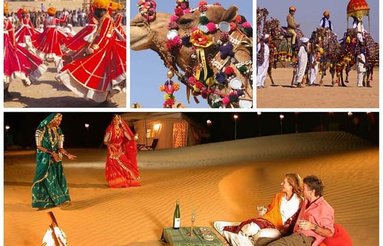 Sunset Camel Safari in Jaisalmer Sand Dunes & Dinner with Cultural Program