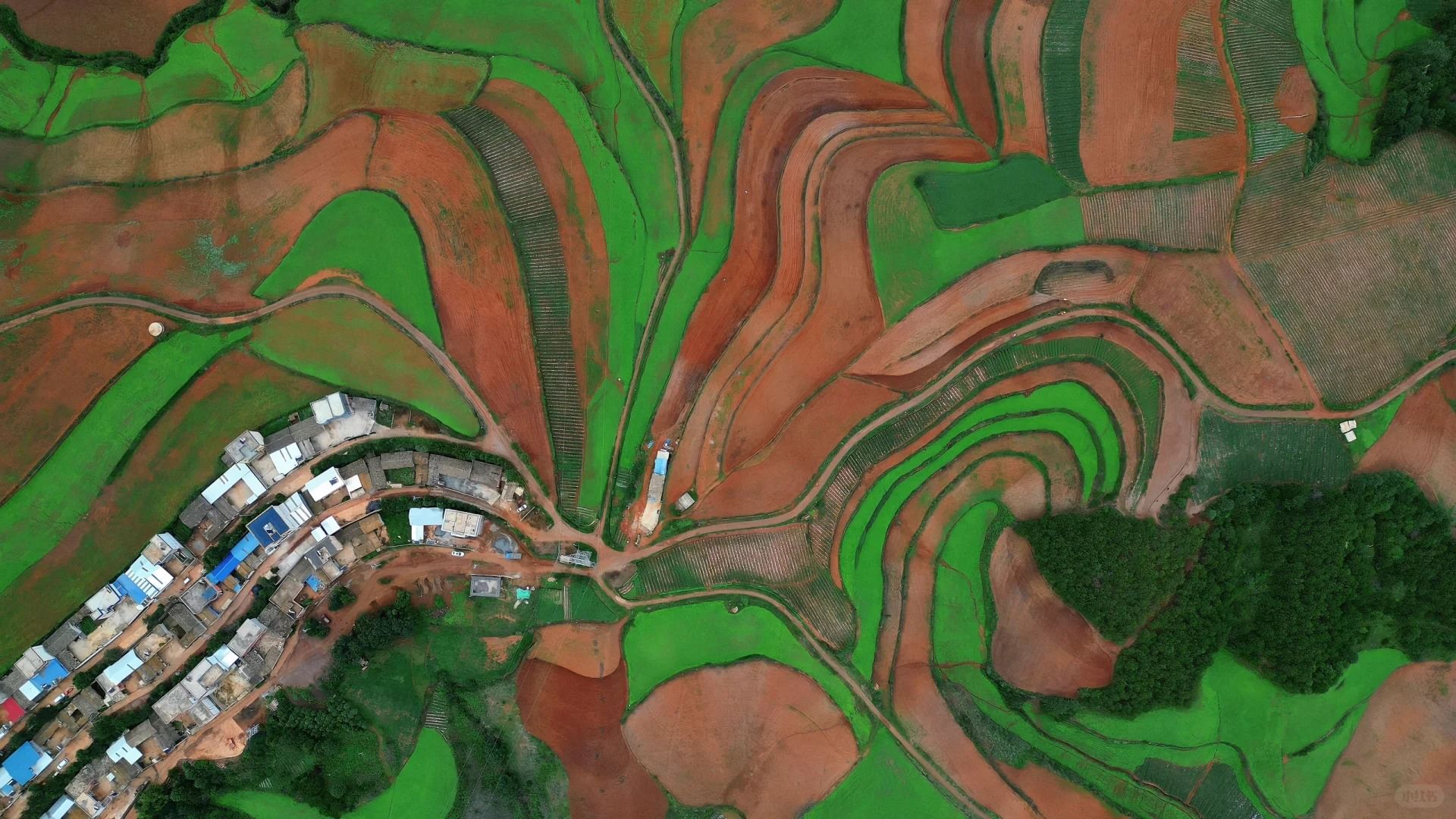 Aerial photography of red earth