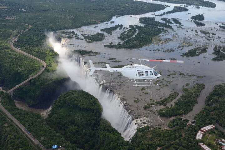 15 minutes scenic helicopter flight above Victoria Falls-Zimbabwe
