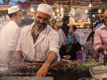 Street food vendor in Marrakech night market