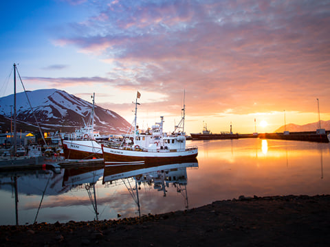 Draumur and Mani whale watching boats of Arctic Sea Tours in Dalvik north Iceland