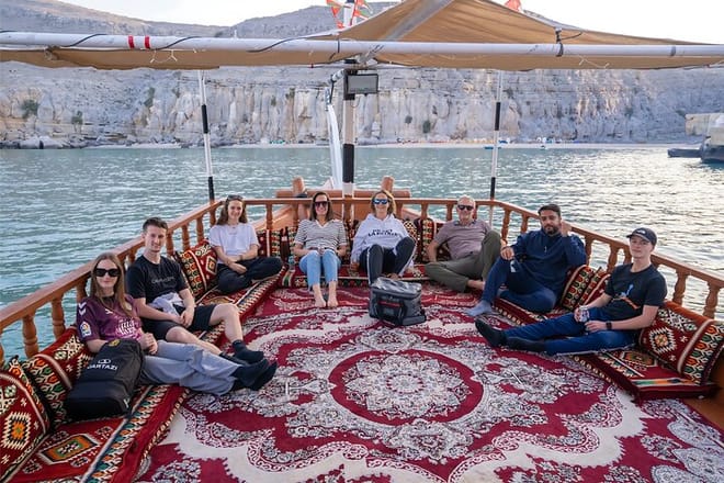 Enjoy the comfort of our traditional Omani Dhow with cozy carpets and cushions as you cruise the Musandam Khasab fjords before your Overnight beach stay and BBQ Dinner.